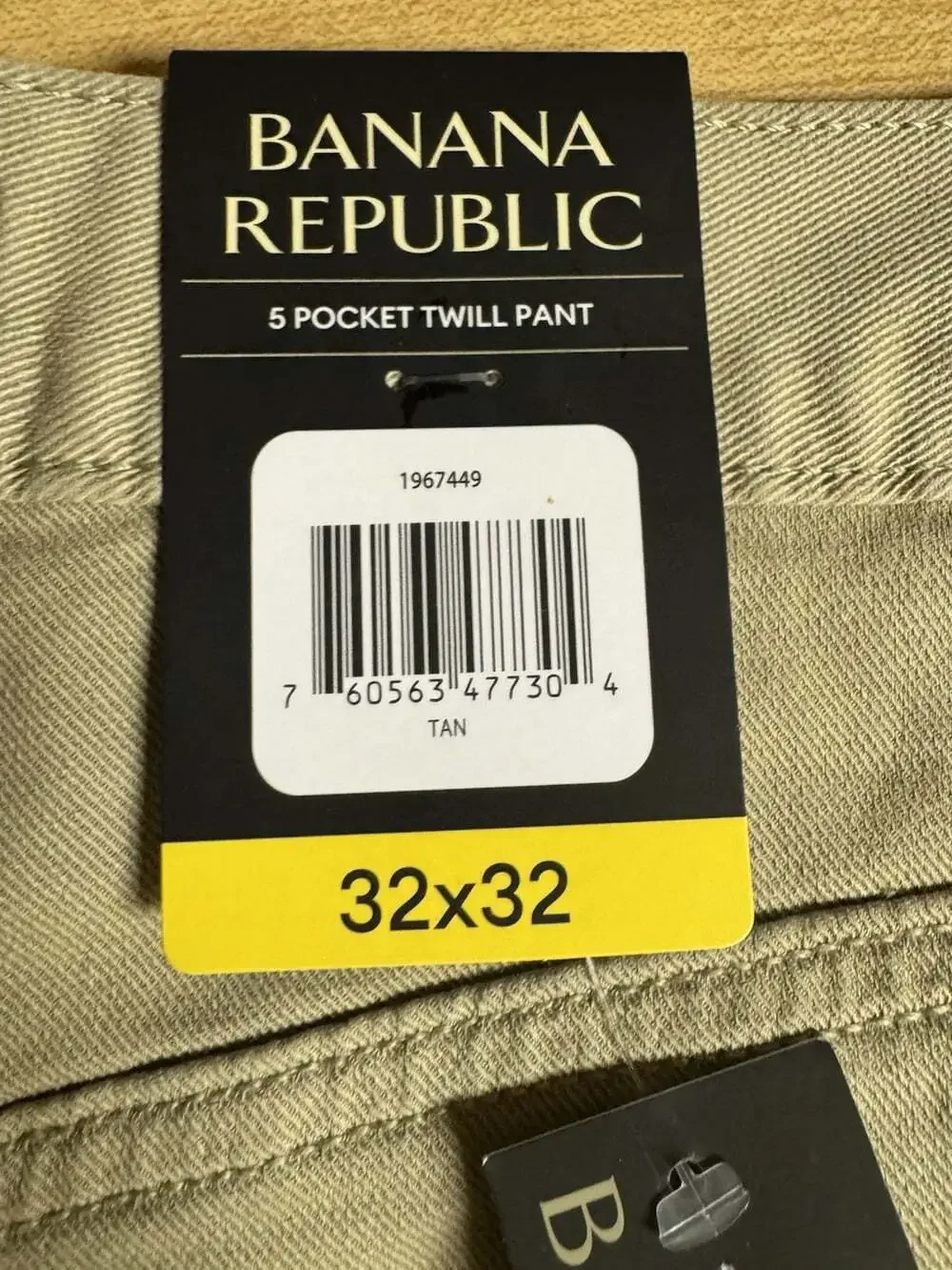 Banana Republic Men’s 32W Tan Slim Straight Twill Stretch 5-Pocket Pants